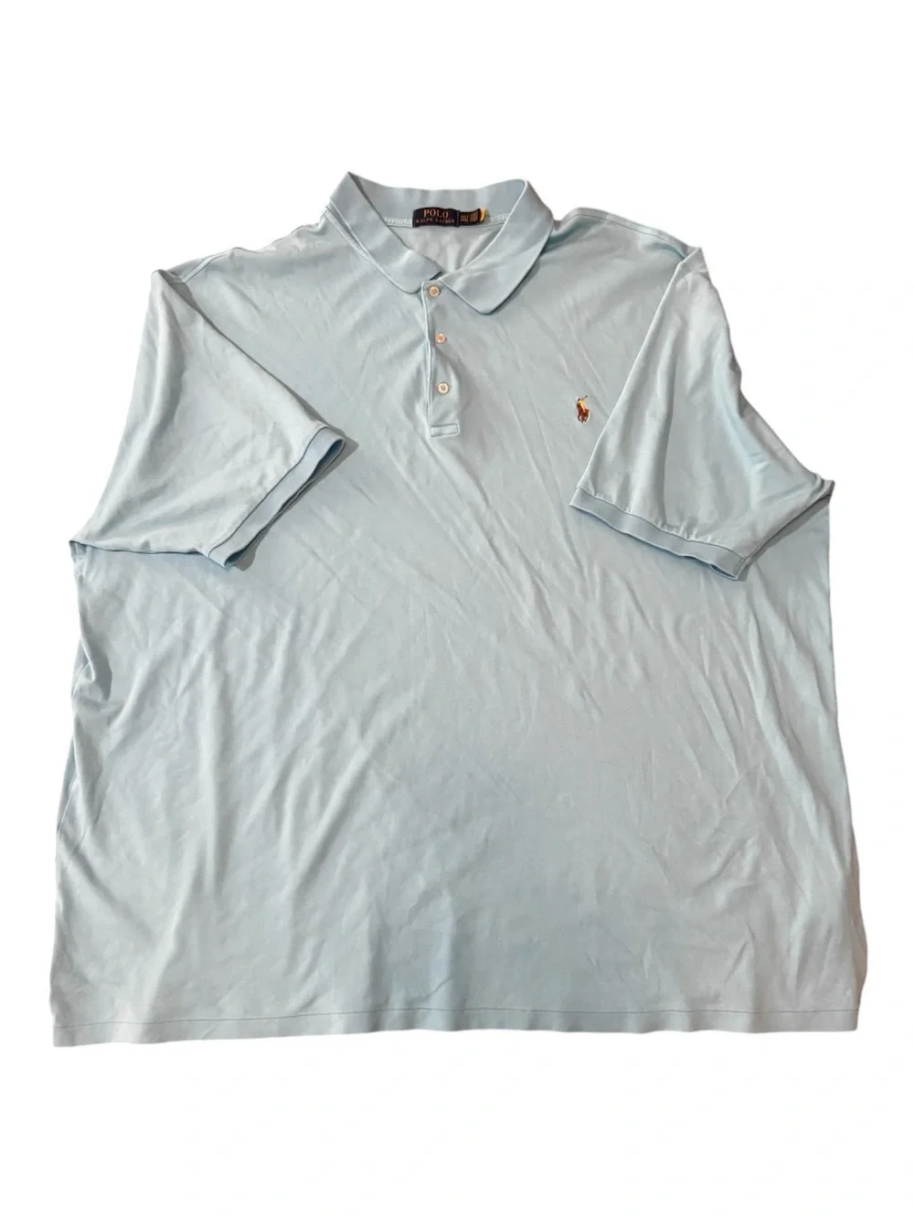 Ralph Lauren Men's Turquoise Light Blue Short-Sleeve Y2K Golf Polo 4XLT